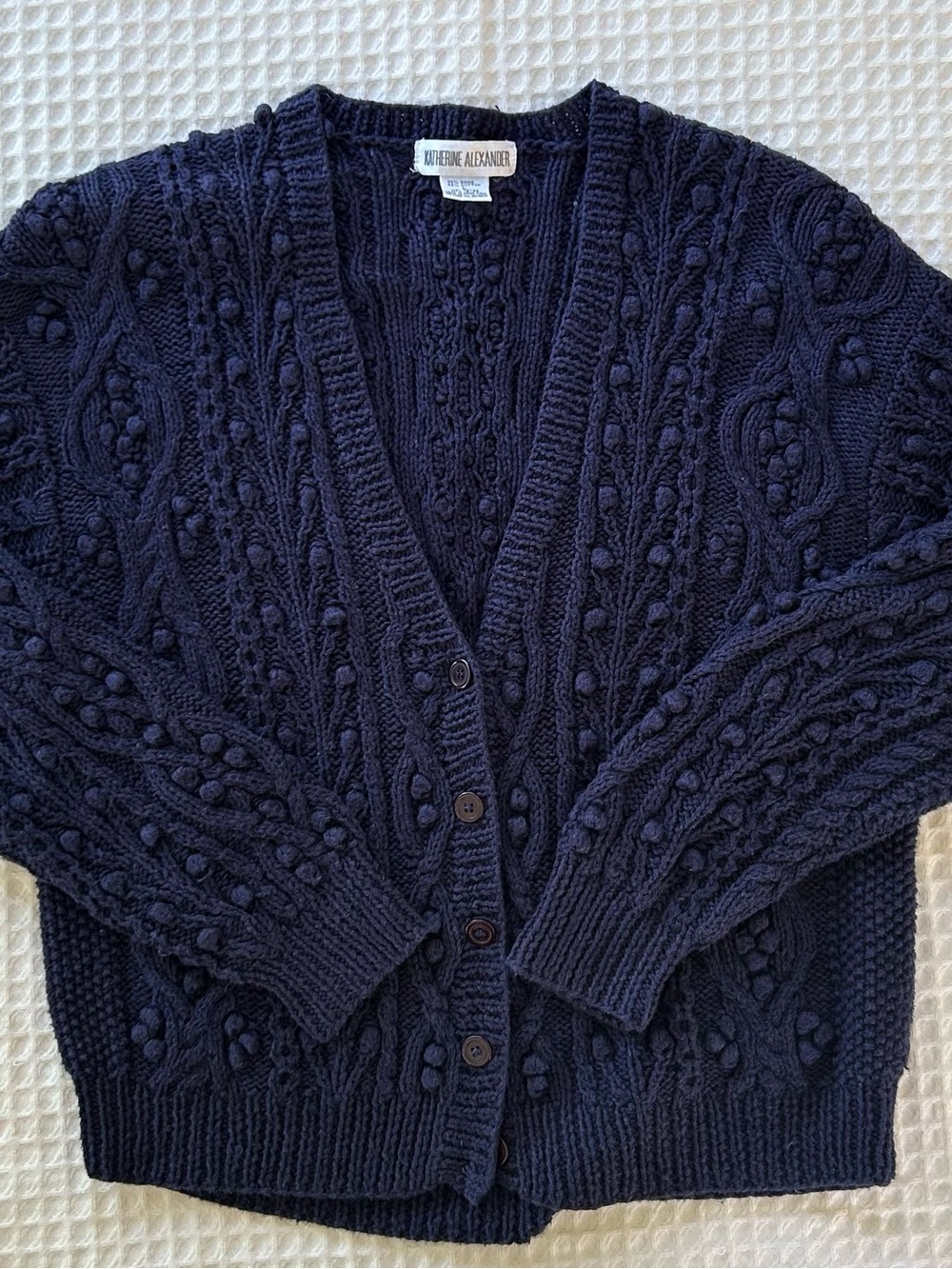 Vintage Textured Cardigan Sweater Dark Academia Knit Autumn Popcorn